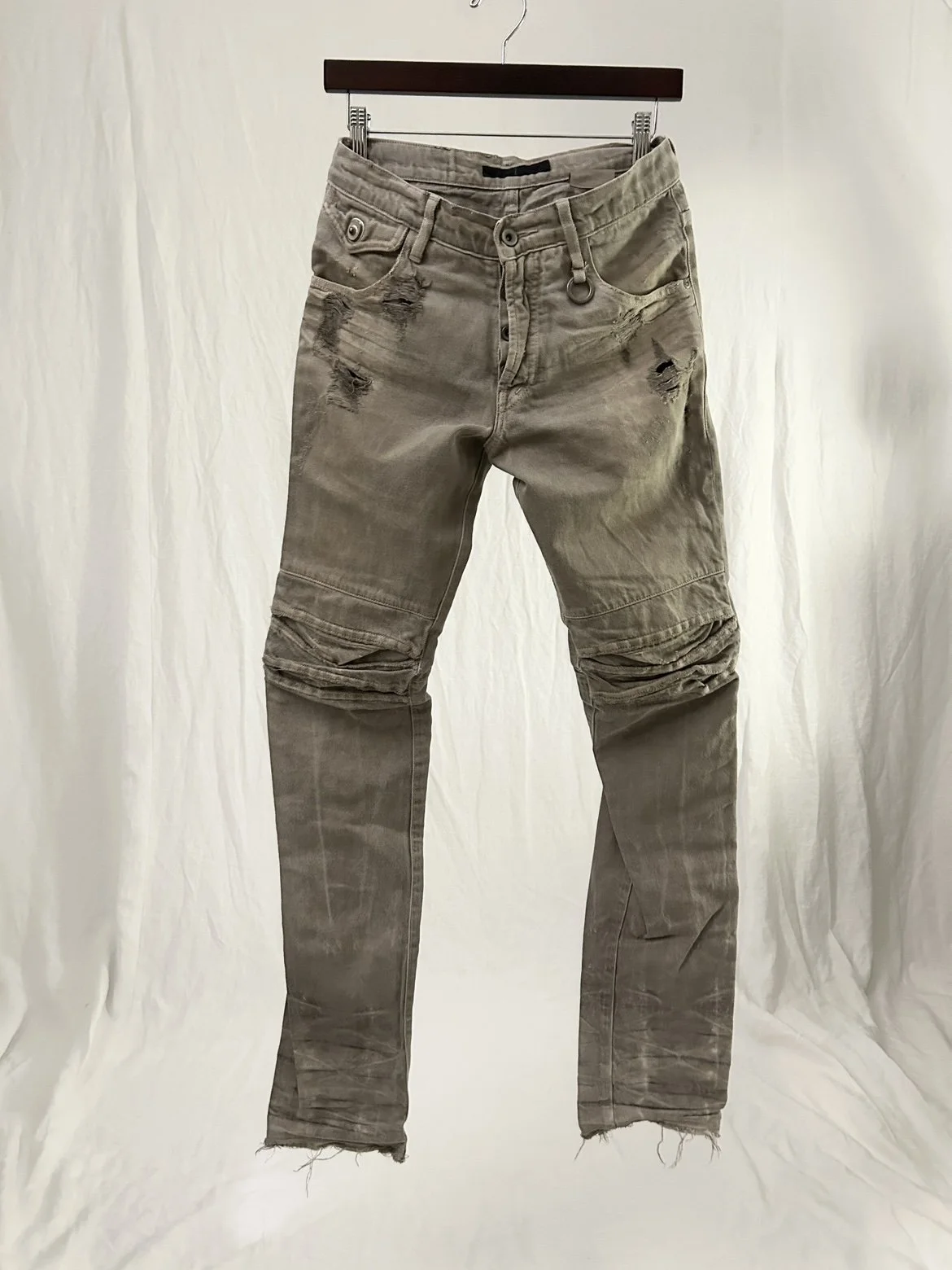 Rare 00s JULIUS distressed wrinkle effect zip denim jacket